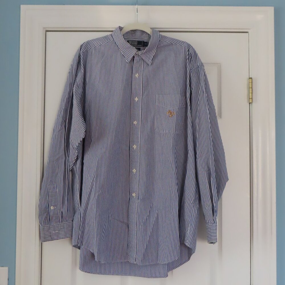 Polo Ralph Lauren Elliott Long Sleeve Striped Monogram Anchor Logo Shirt-Mens XL